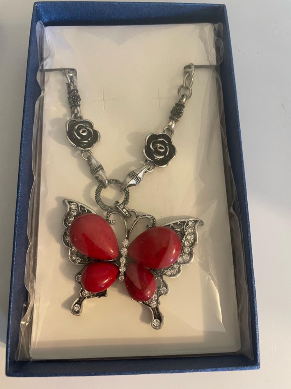 Red Butterfly Pendant Necklace - Women Jewelry